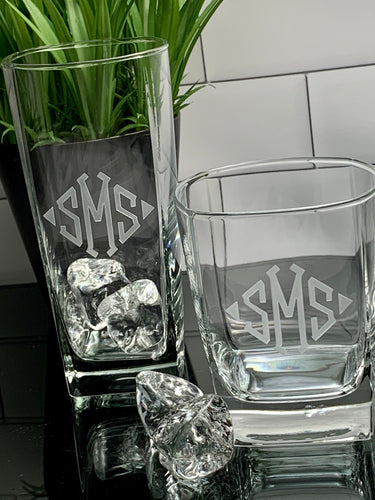 Set of 8 Monogram W Drinking Glasses, Juice, Shot, Whiskey