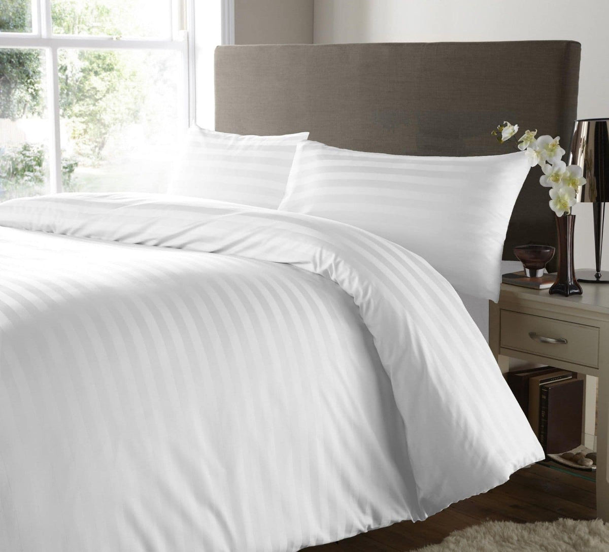 400 Thread Count Satin Stripe Duvet Cover 100% Egyptian Cotton Bedding