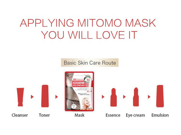 MITOMO Japan Natural Astaxanthin Aging Care Facial Essence Mask MT512-E-4