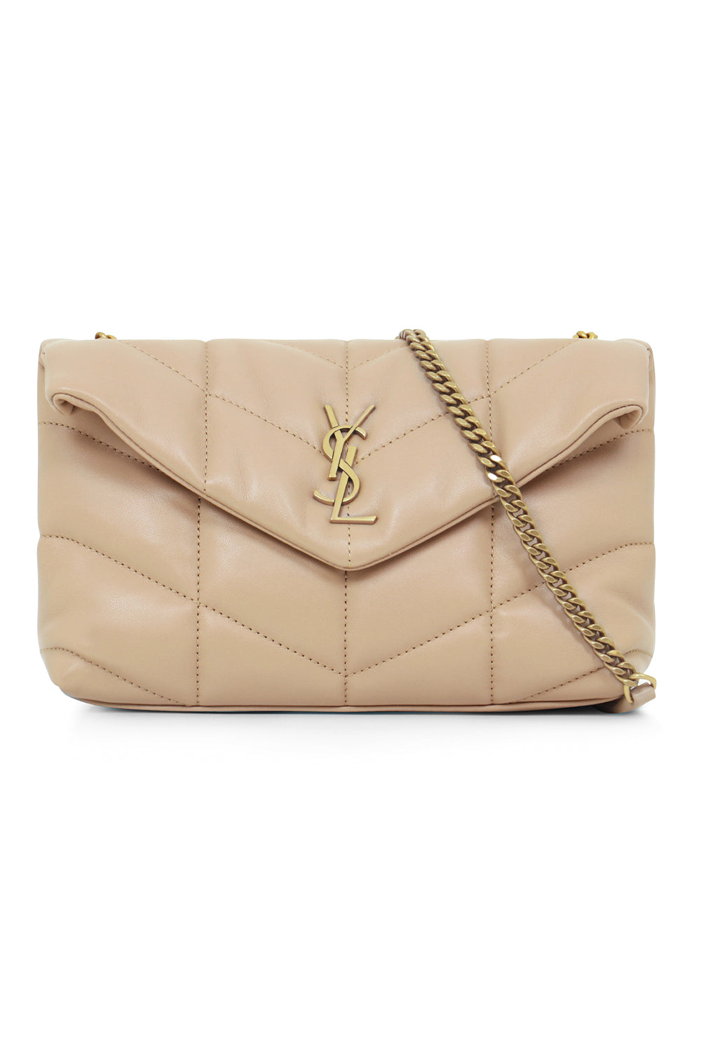 SAINT LAURENT LOULOU TOY STRAP BAG TAUPE GOLD NEW SEASON PARLOUR X