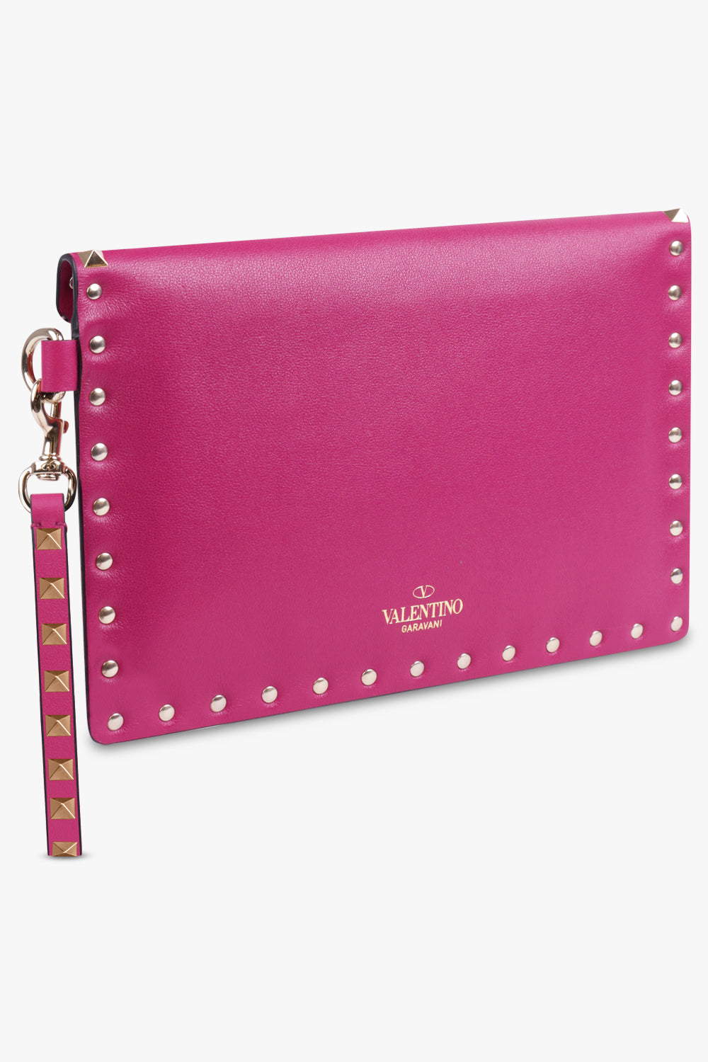 VALENTINO ROCKSTUD FLAT POUCH SMOOTH LEATHER WATER ROSE PARLOUR X – Parlour  X