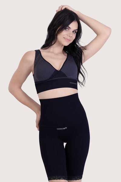 Shop LC SANKOM Patent Classic Shaping Camisole Vest with Everyday Sports  Back Support Bra Black M/L Valentine Gifts 