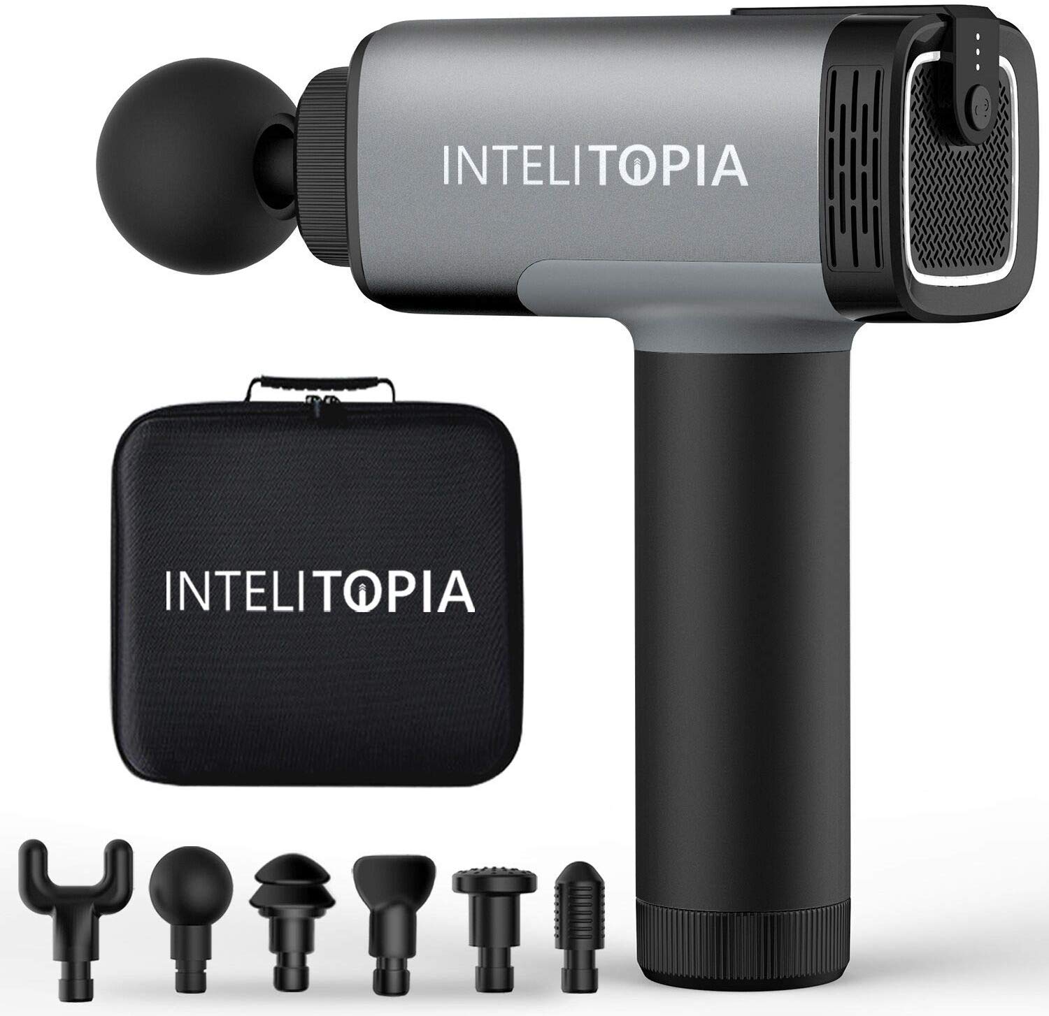 [Upgrade Version] Intelitopia Massage Gun, Percussion Cordless Handheld Deep Tissue Massager for Muscle, Powerful Pure Wave Massager to Massage Full Body, Carrying Case Included