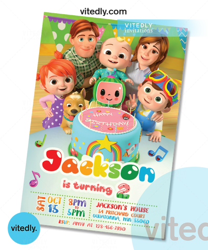 Cocomelon Invitation with Photo, Cocomelon Birthday Invitation – Vitedly