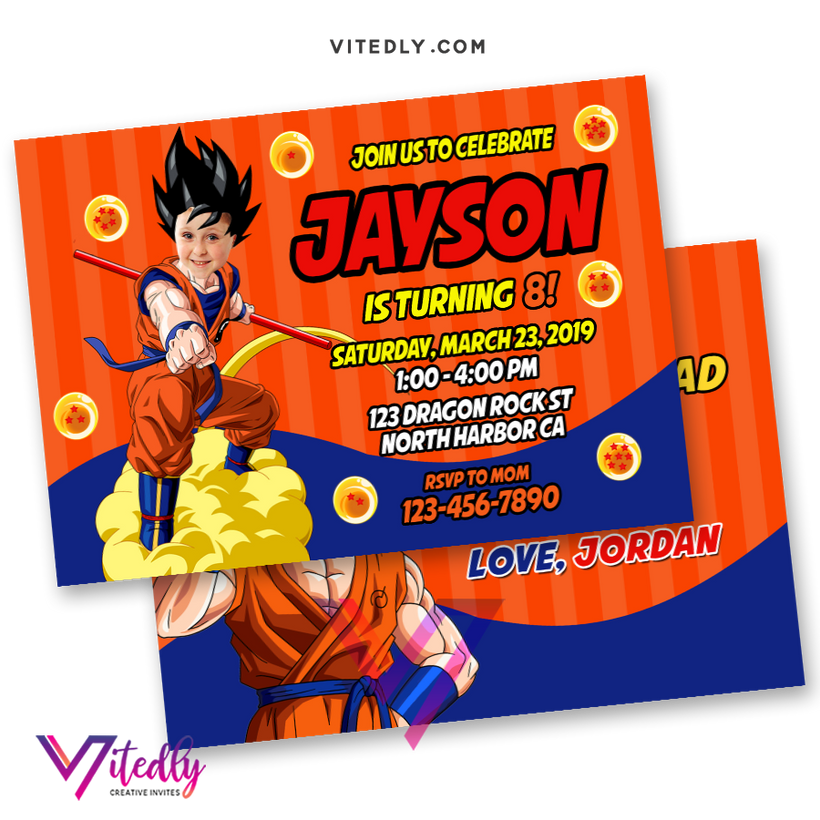 Dragon Ball Z Birthday Invitation Dragon Ball Z Invitation Goku Vitedly 3211