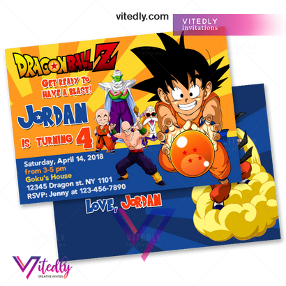 Dragon Ball Z Birthday Invitation Dragon Ball Z Invitation Goku Vitedly