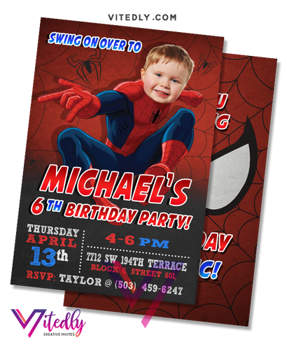 Spiderman Birthday Invitation with FREE Thank you card – Vitedly
