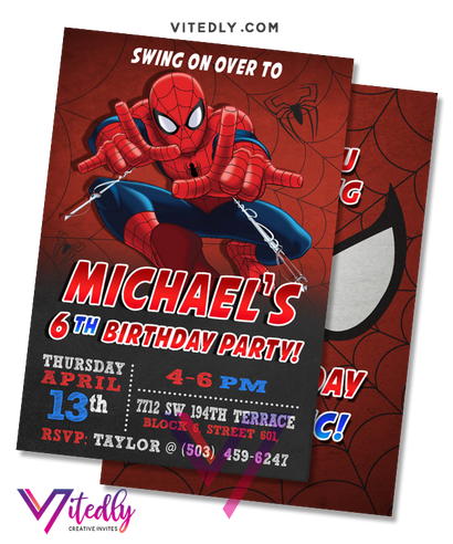 Spiderman Birthday Theme Invitation / Spiderman Birthday Invitations