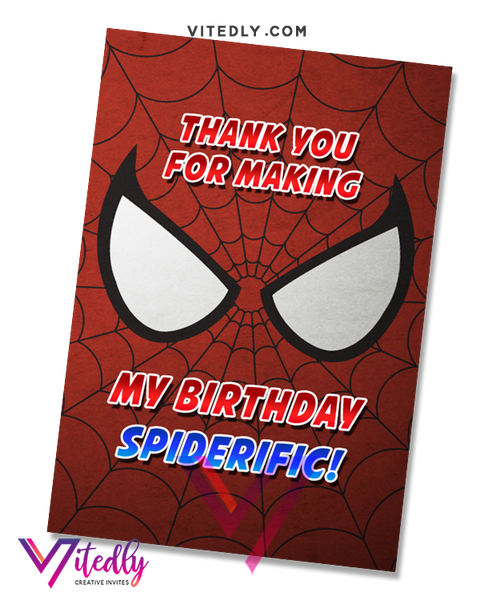 Spiderman Birthday Invitation with FREE Thank you card – Vitedly