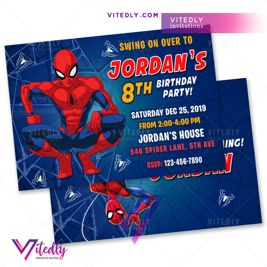 Spiderman Invitation with FREE Thank you card – Vitedly