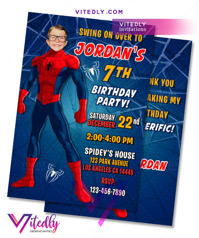 Spiderman Party Invitations with FREE Thank you card – Vitedly