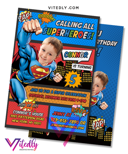 Superman Birthday Invitation | Superman Invitation – Vitedly