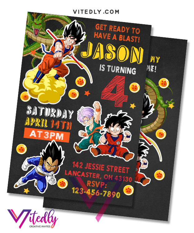 Dragon Ball Z Birthday Invitation Dragon Ball Z Invitation Goku Vitedly