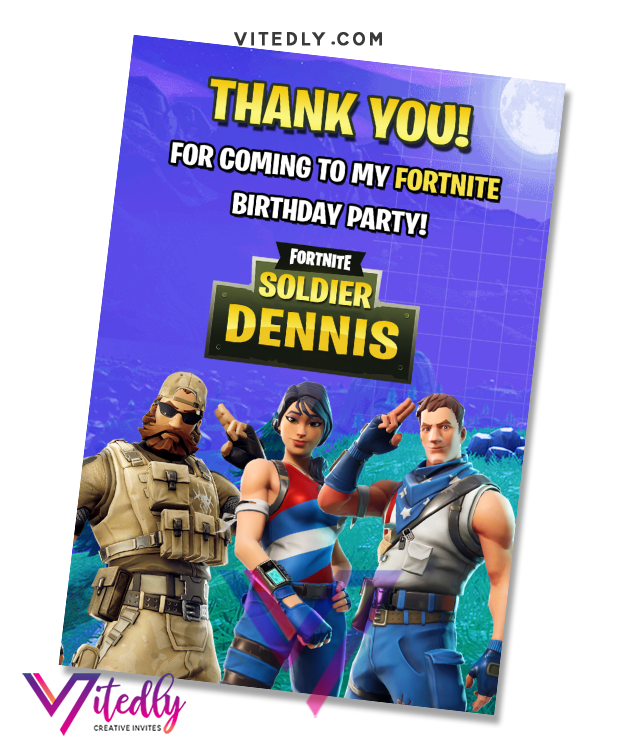 Fortnite Invitation Season 7 With Free Thank You Card Vitedly