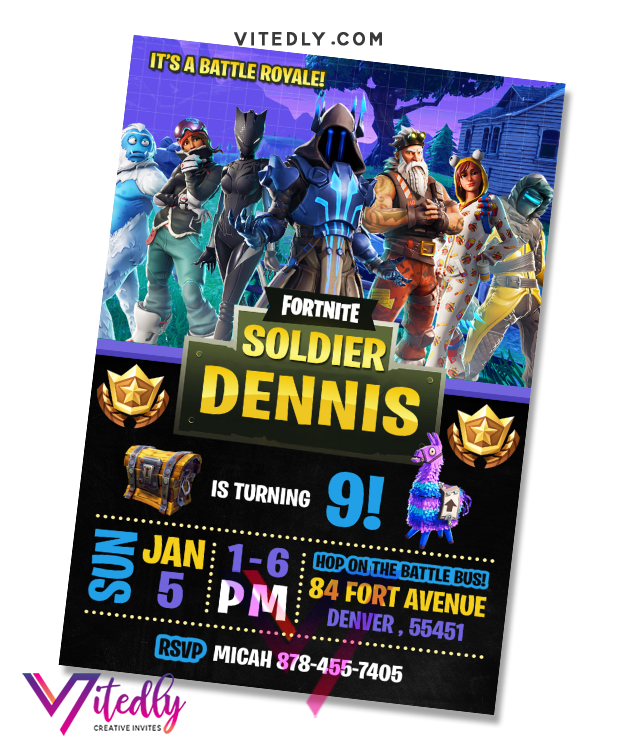 Fortnite Invitation Season 7 With Free Thank You Card Vitedly