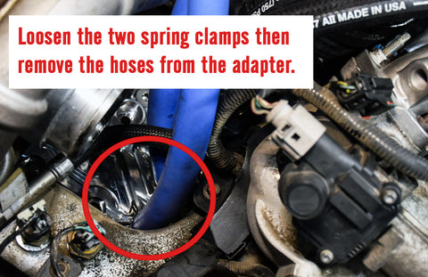 remove hoses from adapter plate by loosening spring clamps