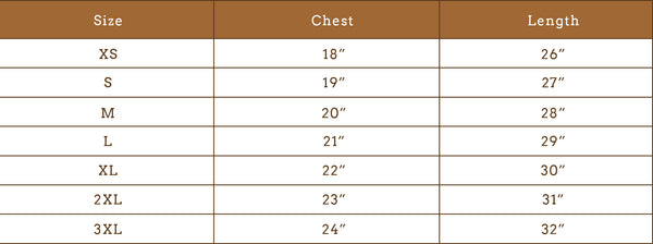 Craft Size Chart