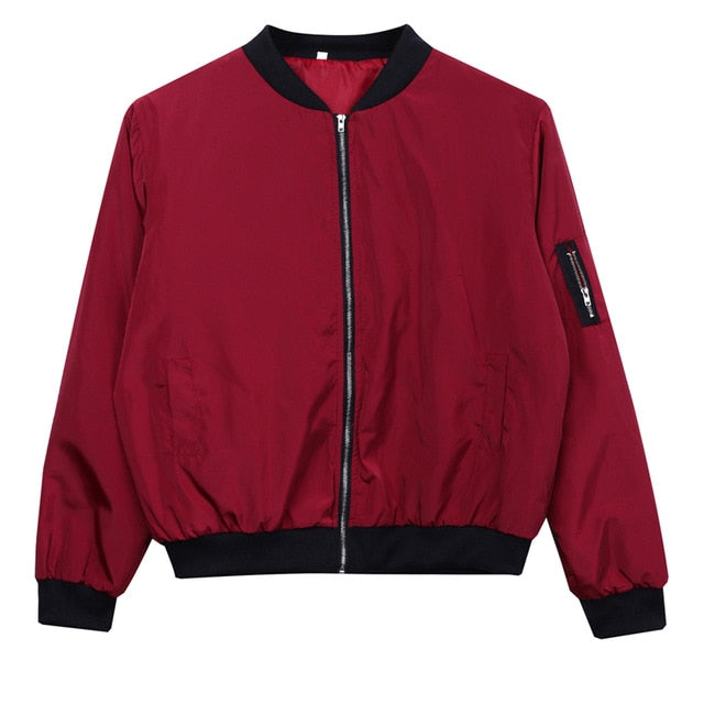 red bomber jacket with hood