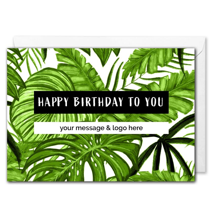 Tropical Birthday Card For Business Personalised Logo Greetd
