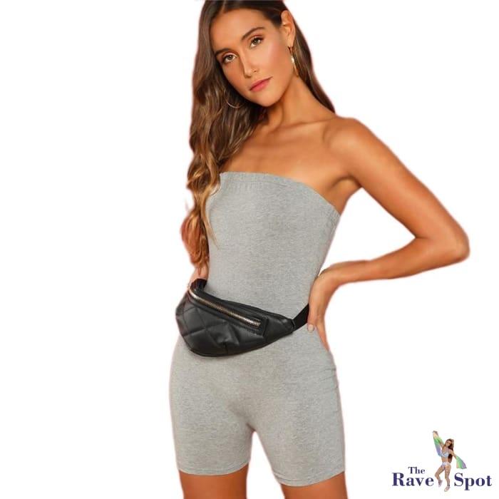 slim fitted solid tube romper