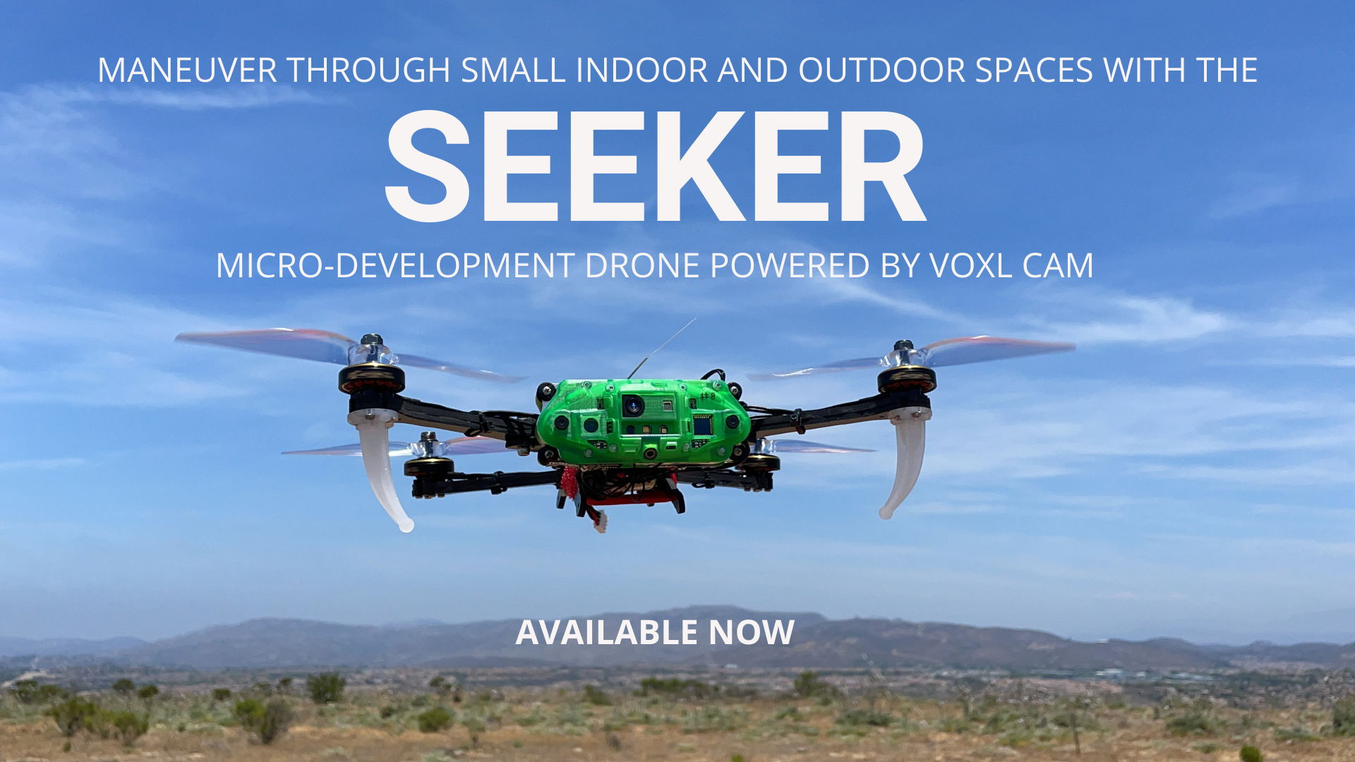 Maneuver through small indoor and outdoor spaces with the SEEKER micro-development drone powered by VOXL CAM. Available now.