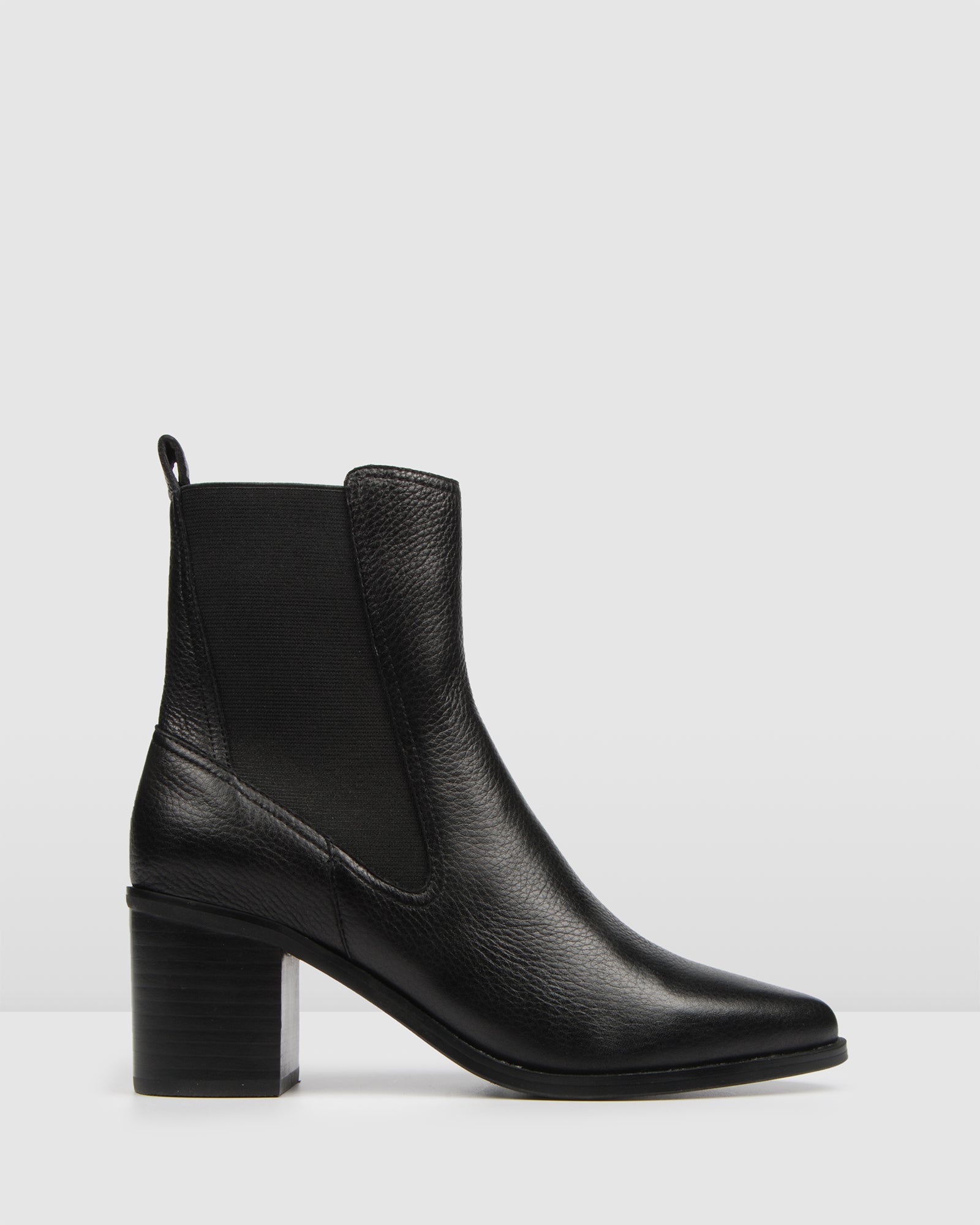 black leather heeled chelsea boots