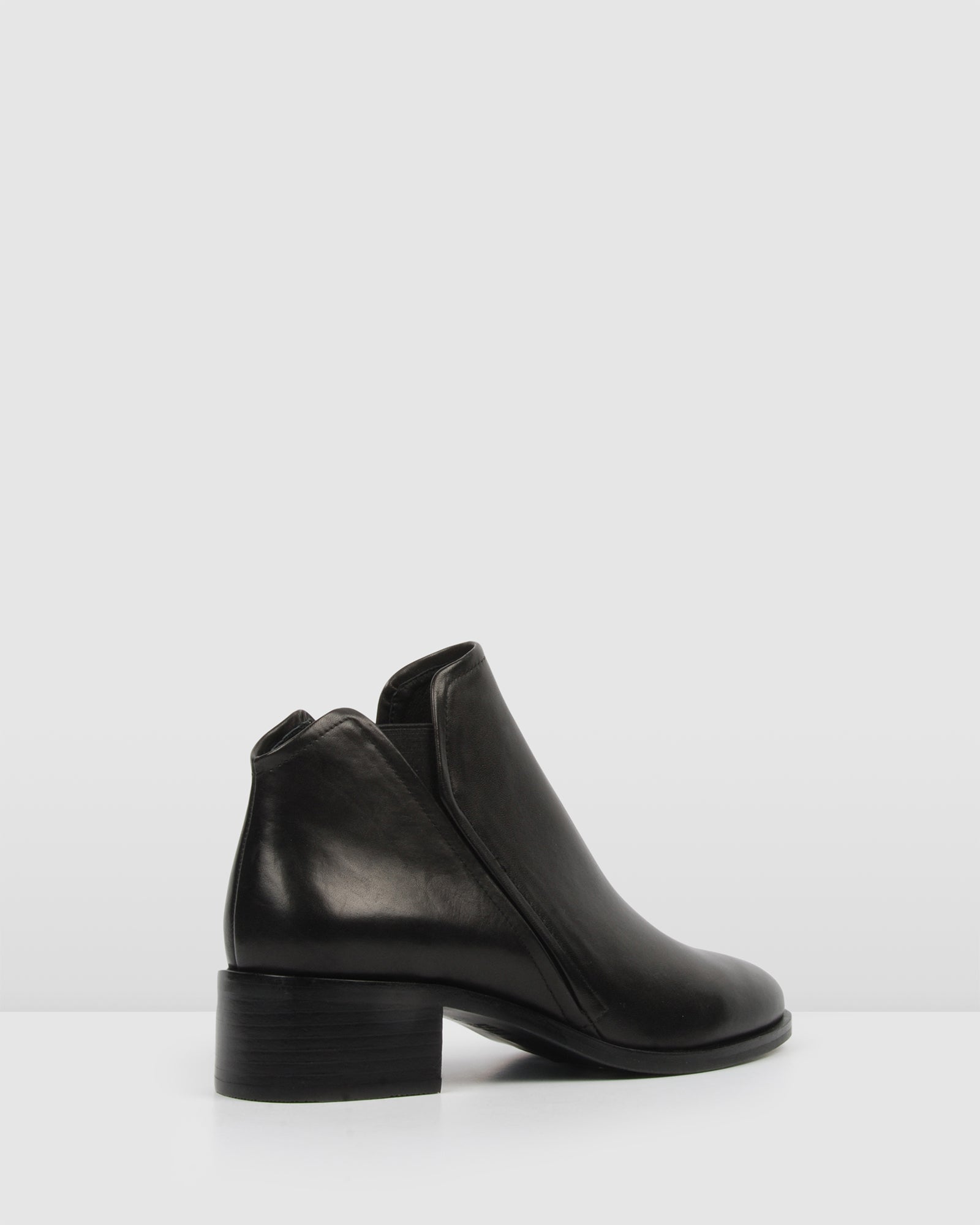 black leather booties flat heel