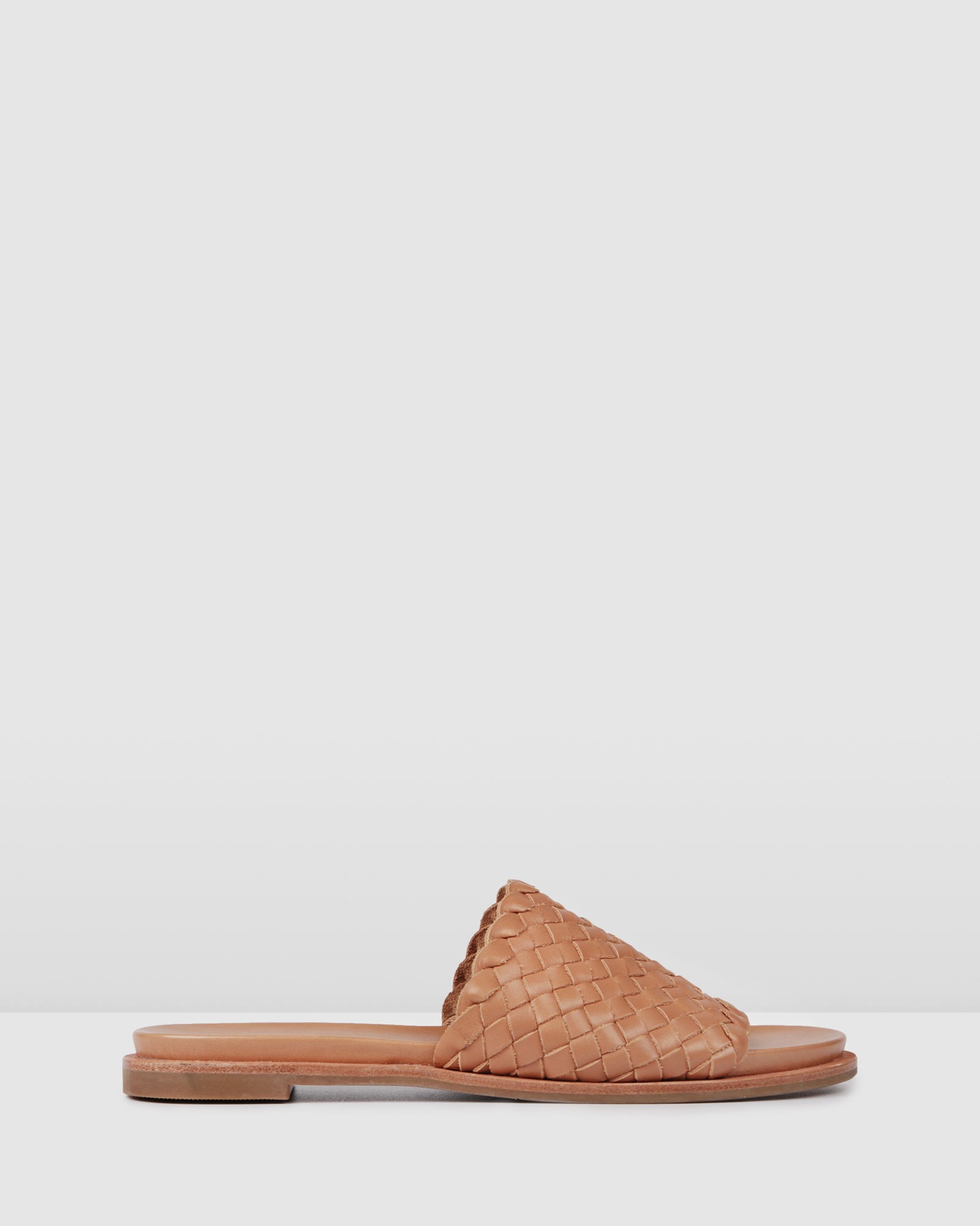 woven tan slides