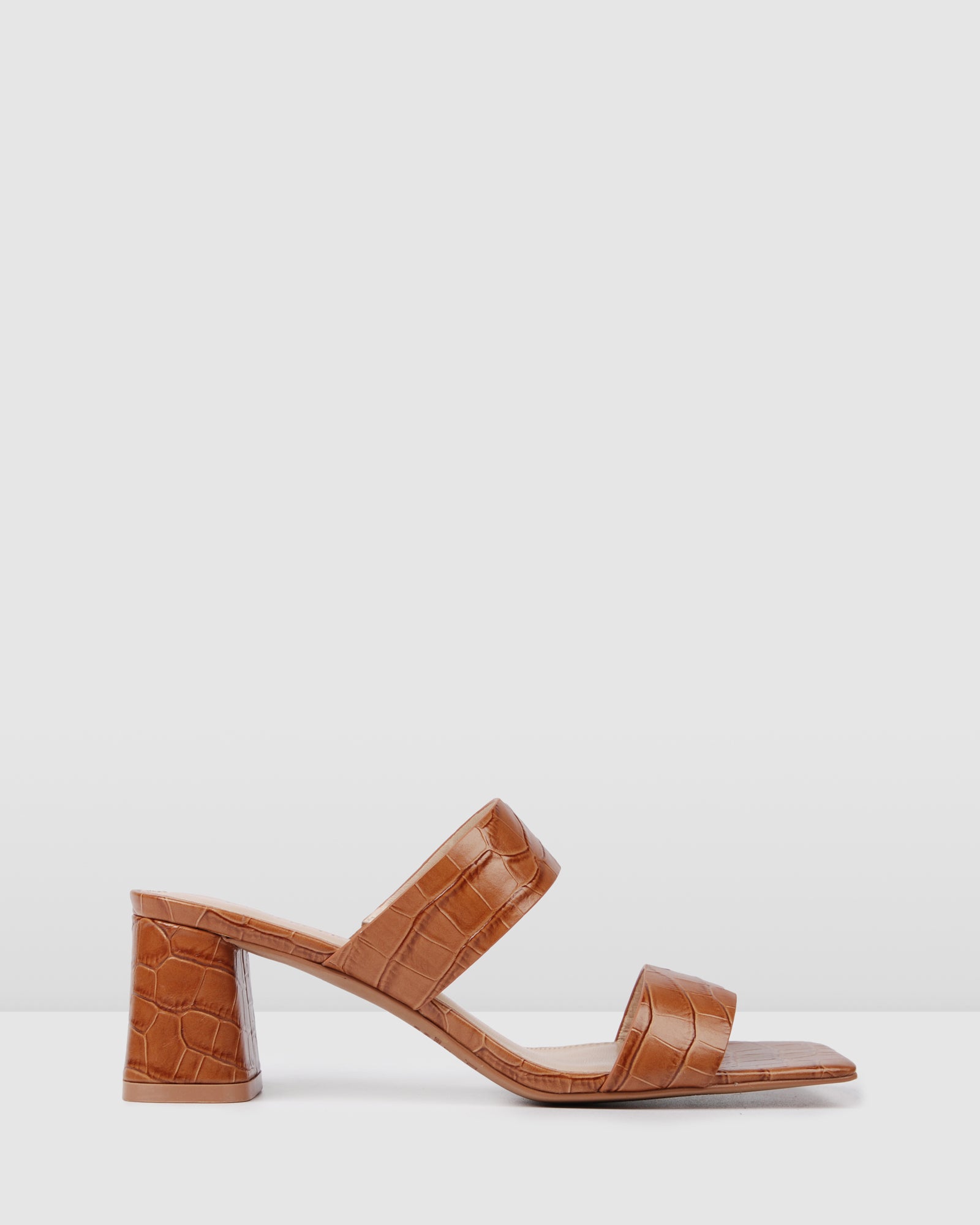 BIANCA MID HEEL SANDALS TAN CROC - Jo 