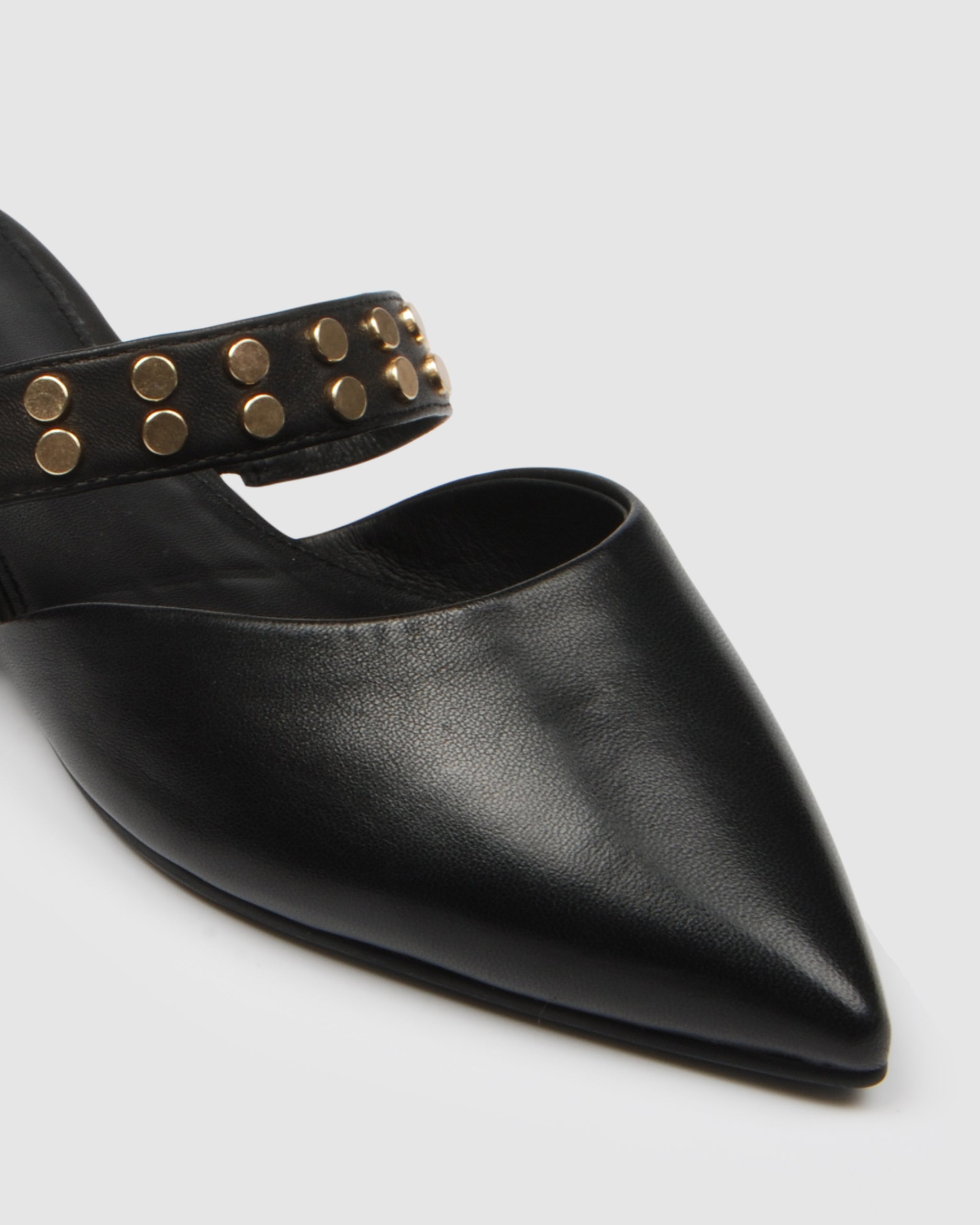 CATE DRESS FLATS BLACK LEATHER - Jo Mercer