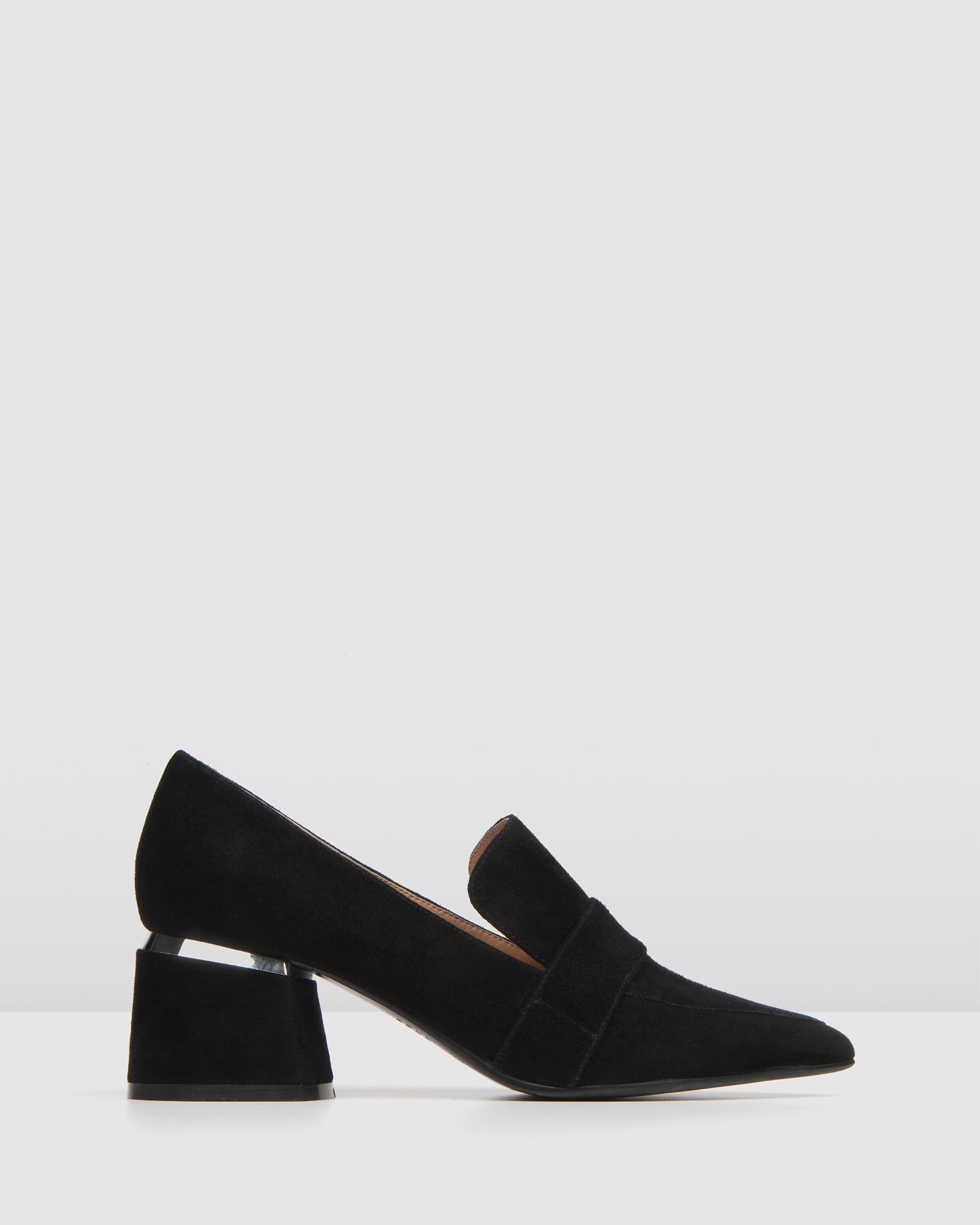 CELESTE LOW HEEL LOAFERS BLACK SUEDE 