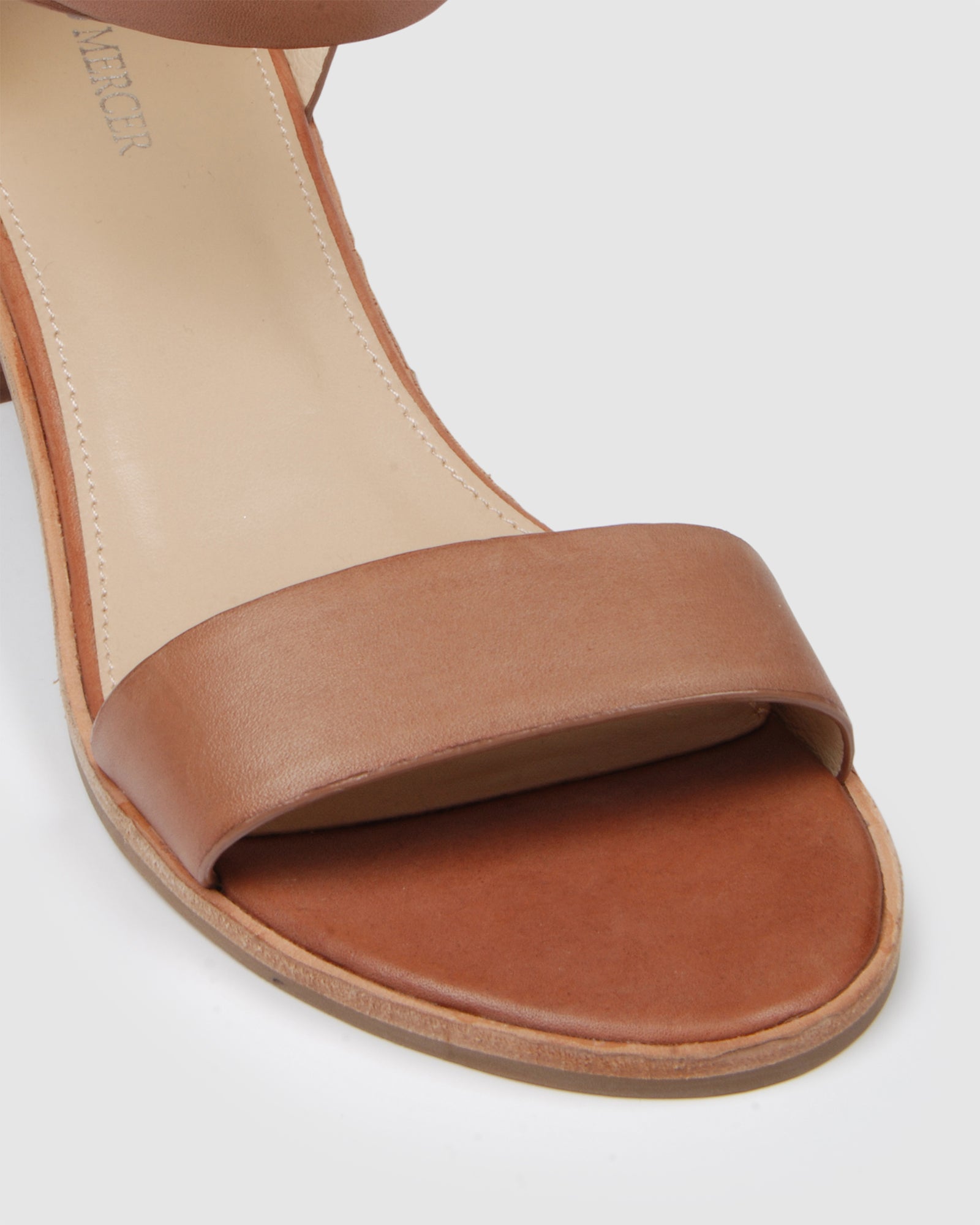 ELANE LOW HEEL SANDALS COGNAC LEATHER 