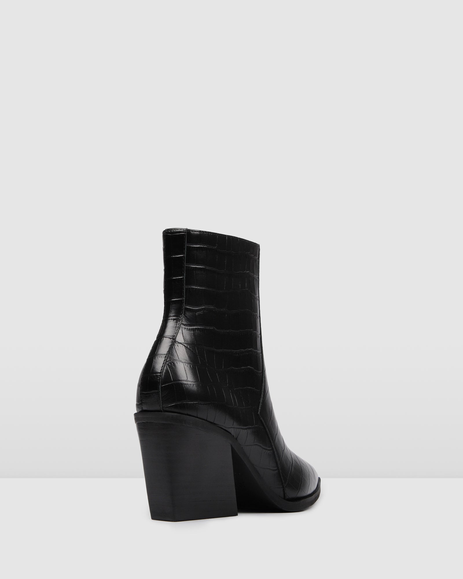 black croc leather boots