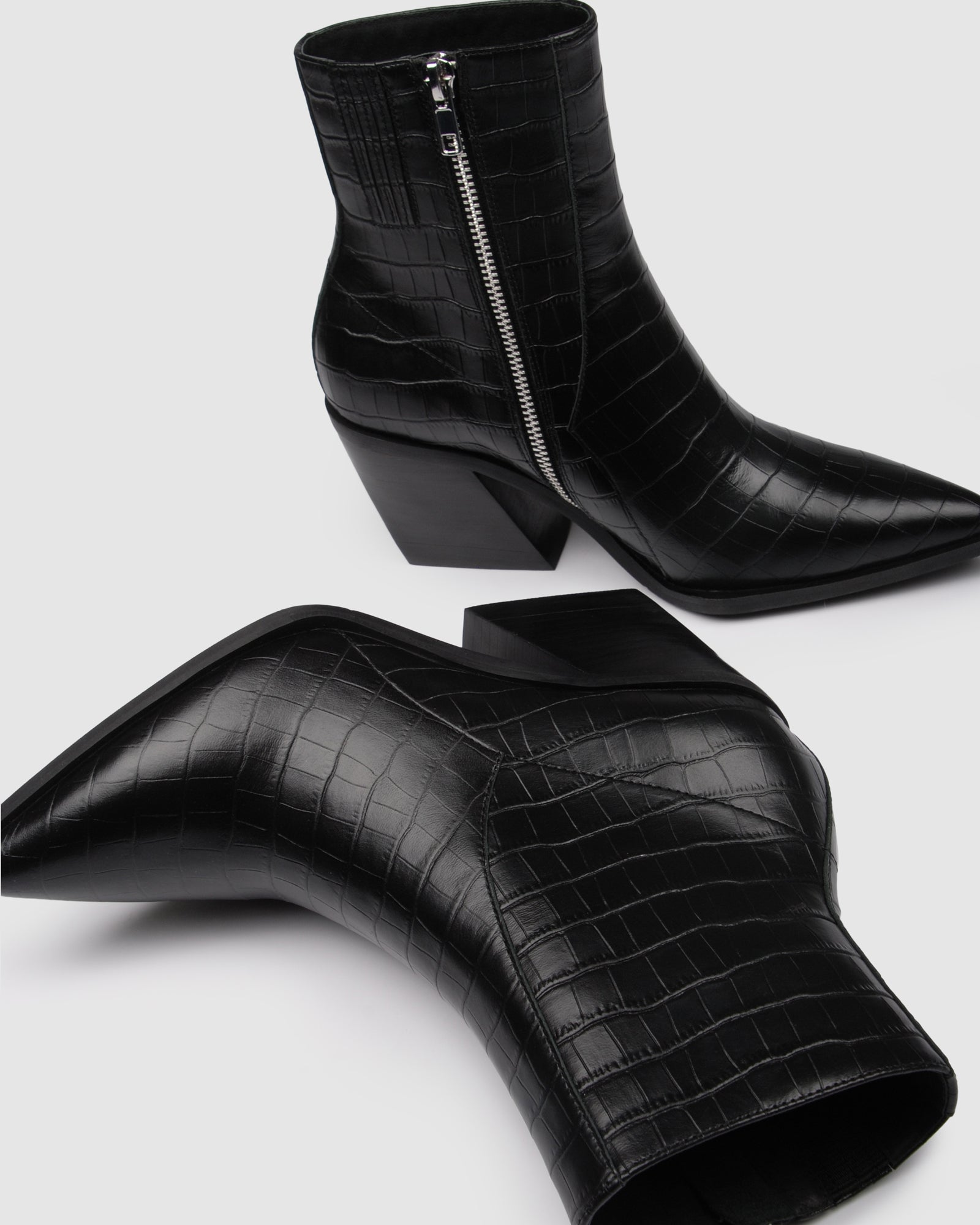 black ankle croc boots