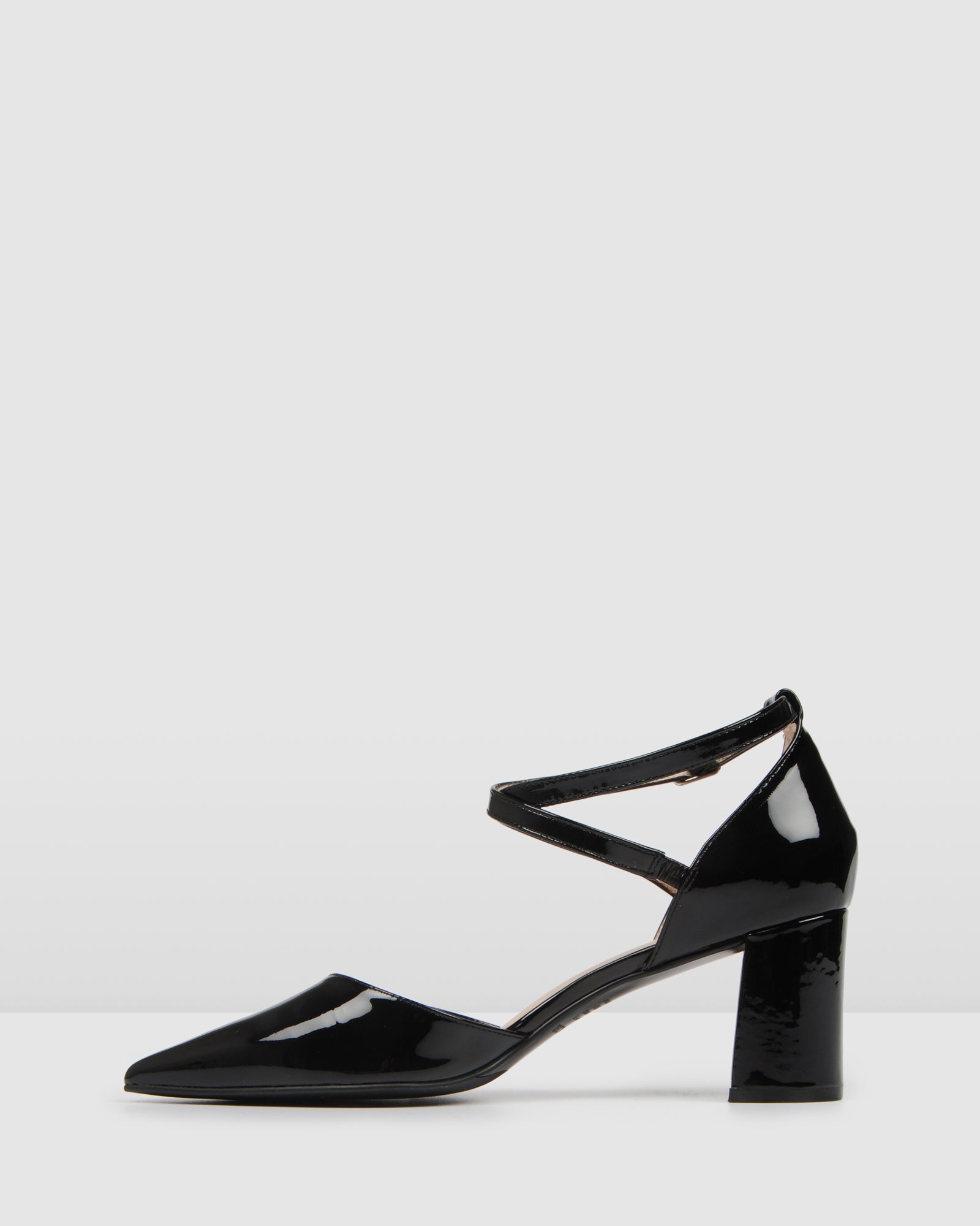 black patent court shoes mid heel