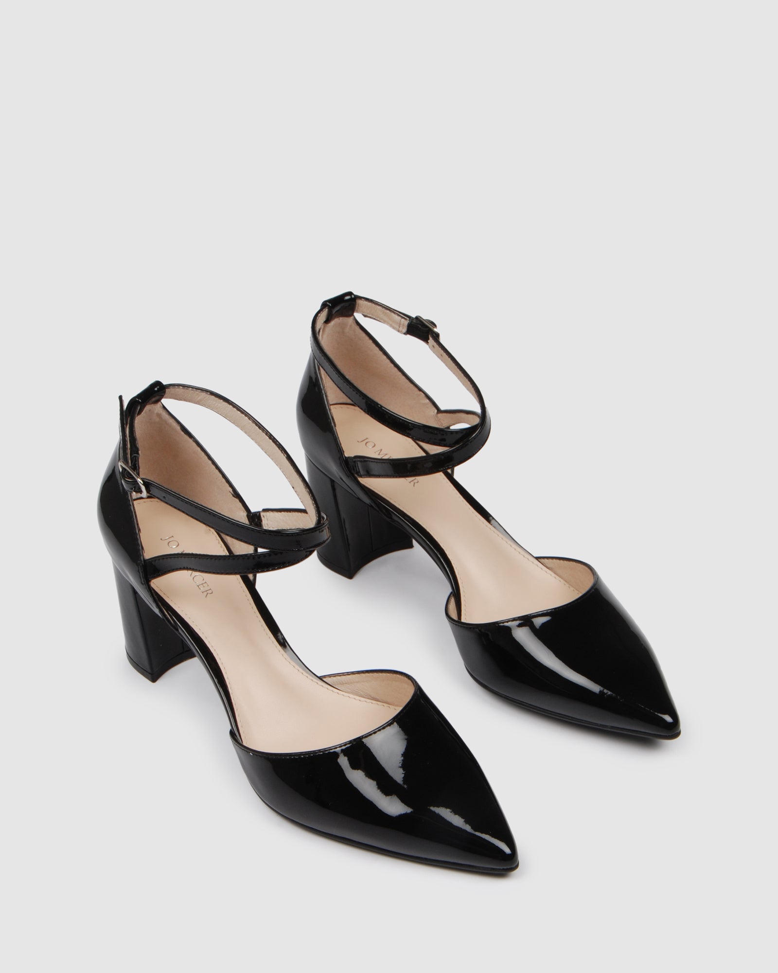 black mid heel peep toe shoes