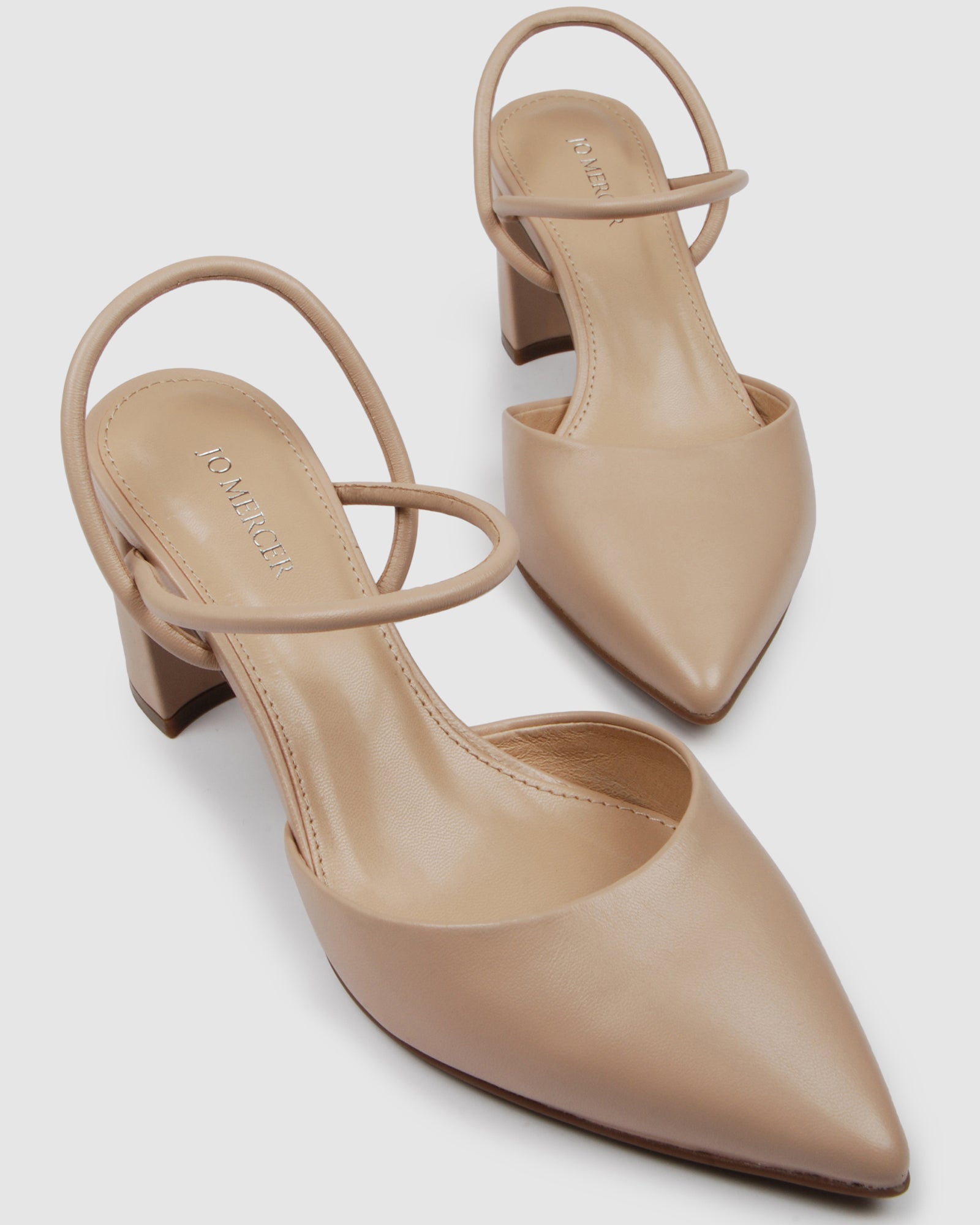 beige leather heels
