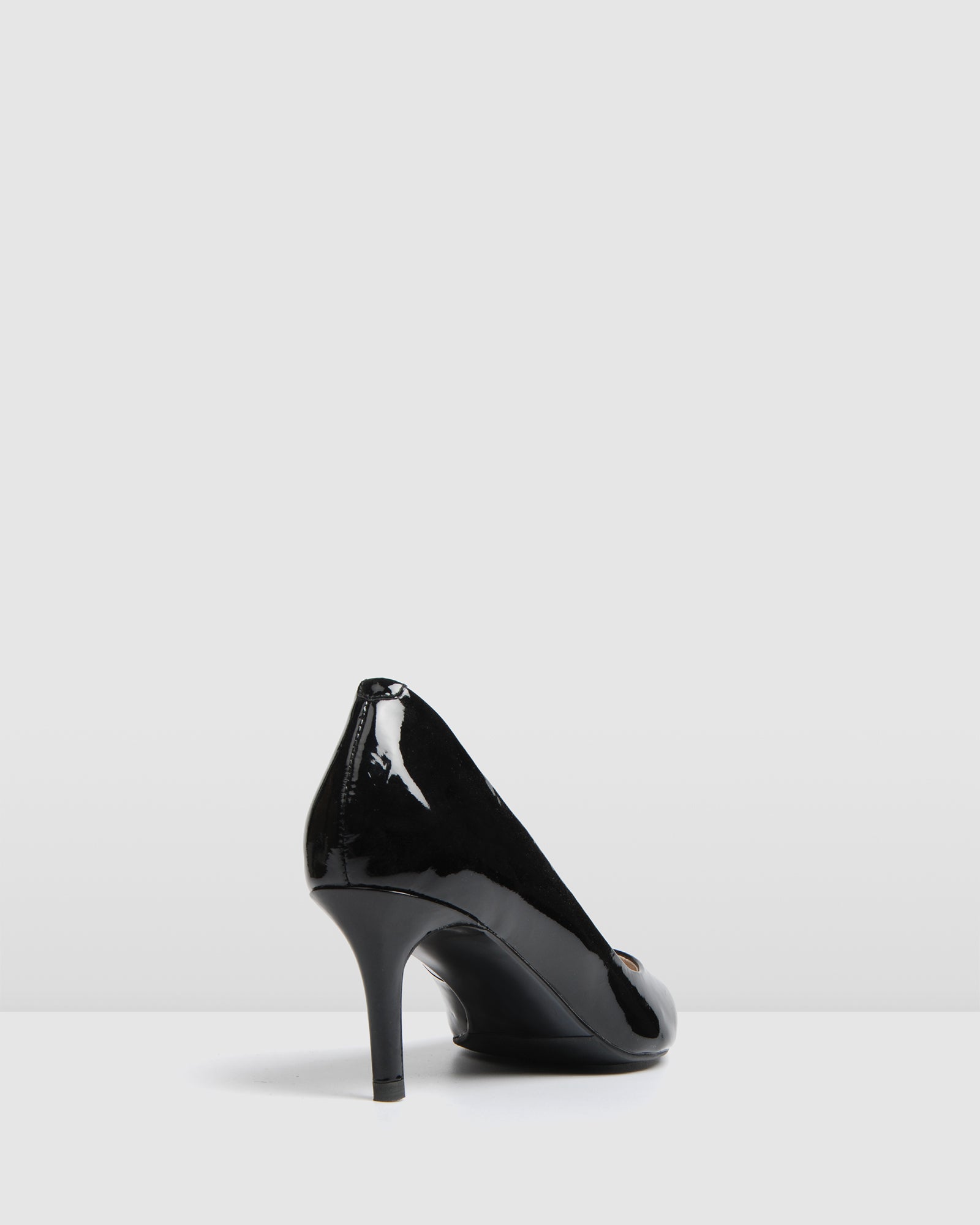 black patent mid heels