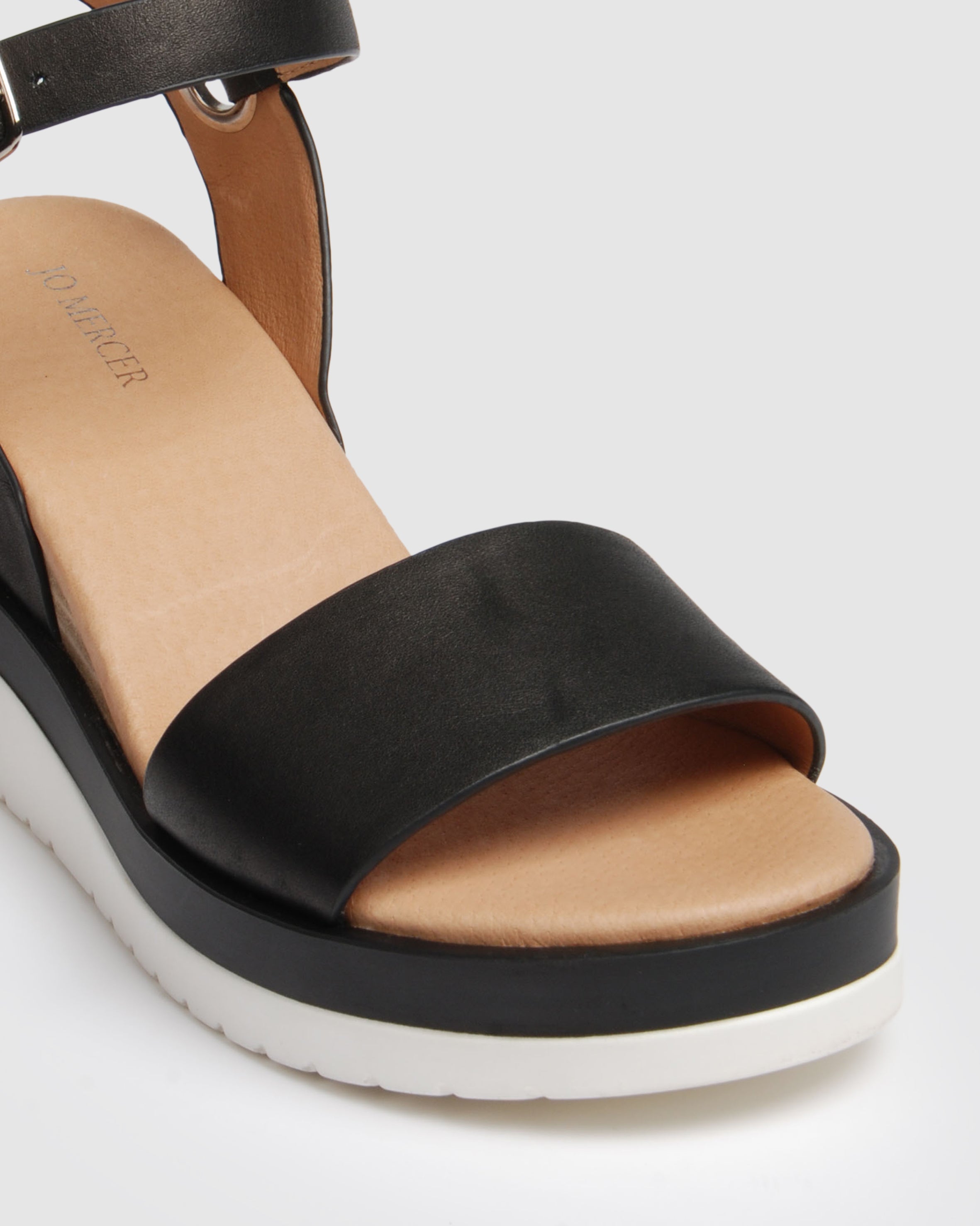 NEW Jo Mercer Kenzie Mid Heel Wedges Leather Sandals | eBay
