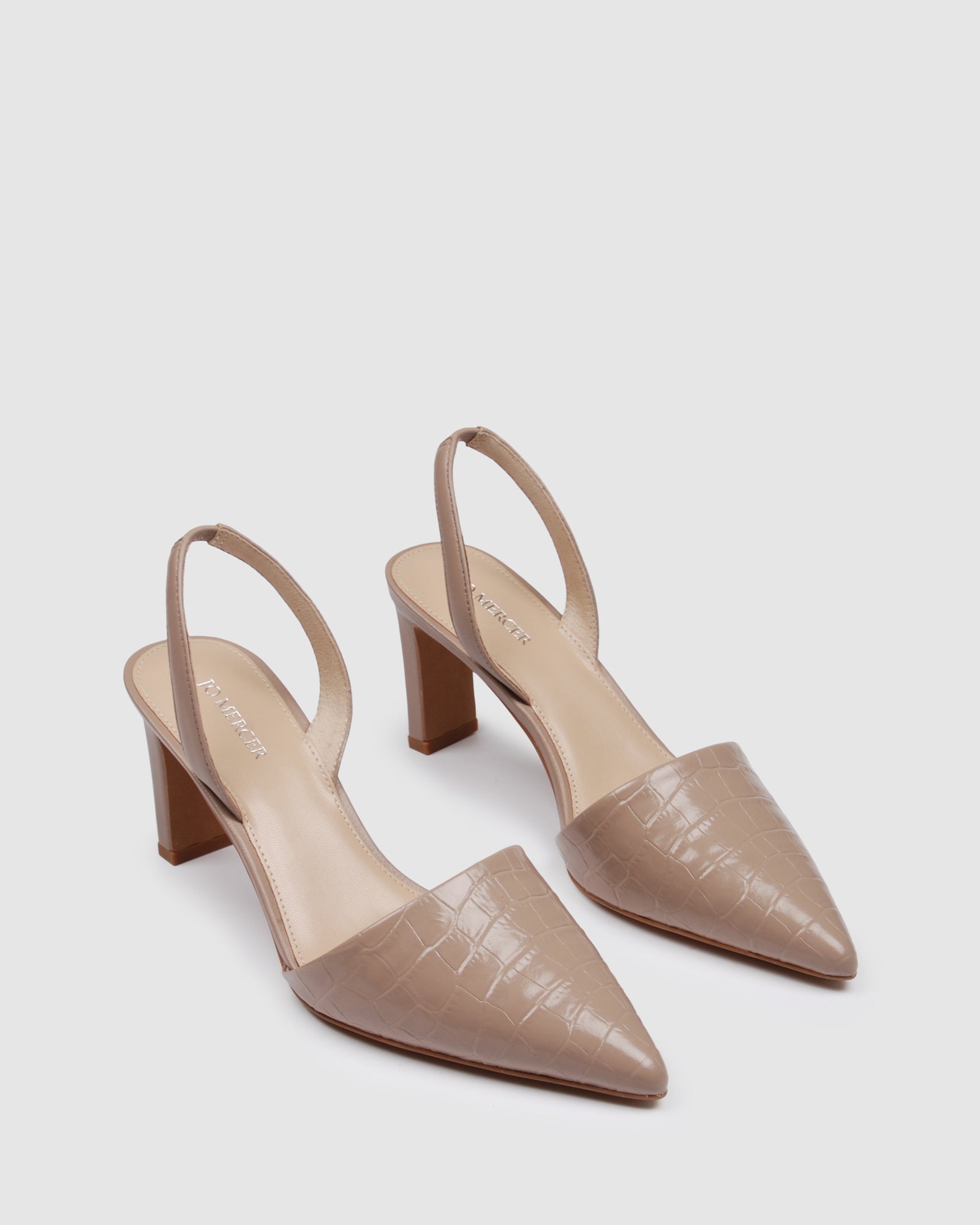 KYRA MID HEELS BEIGE LEATHER - Jo Mercer