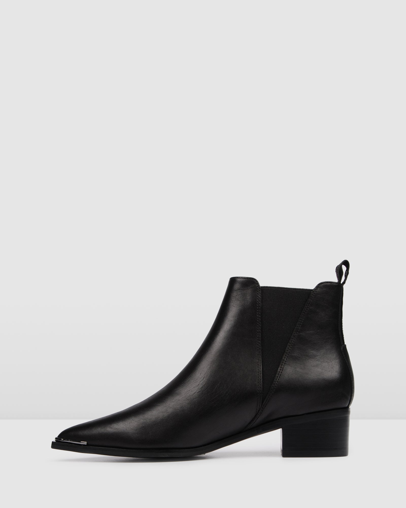 flat black leather ankle boots