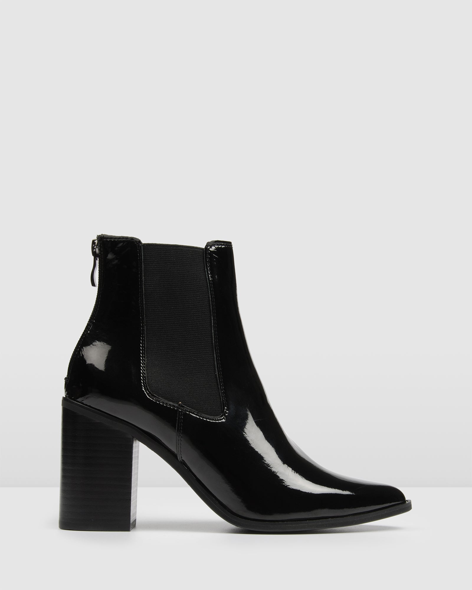 black leather pointed chelsea boots