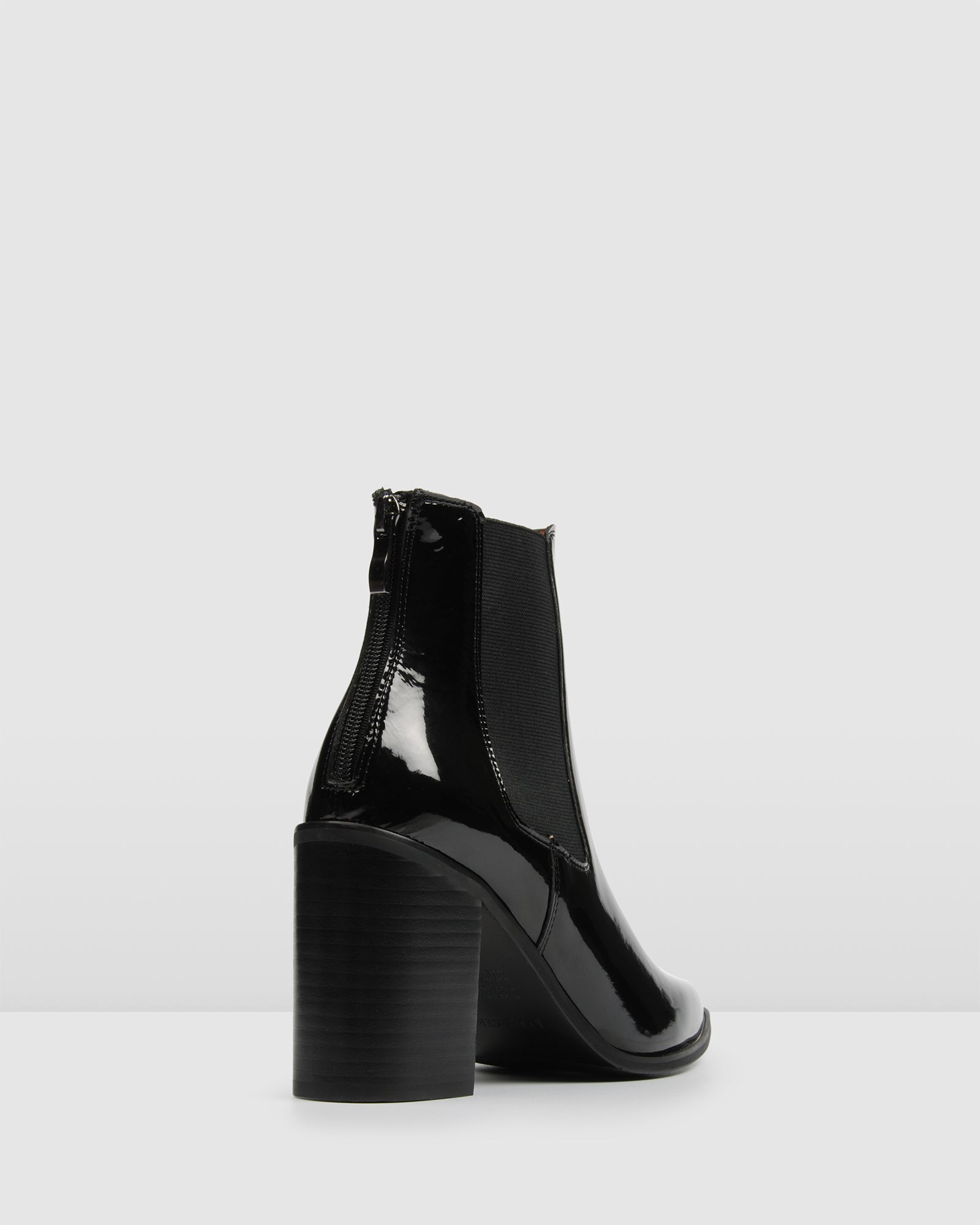 black patent wedge boots