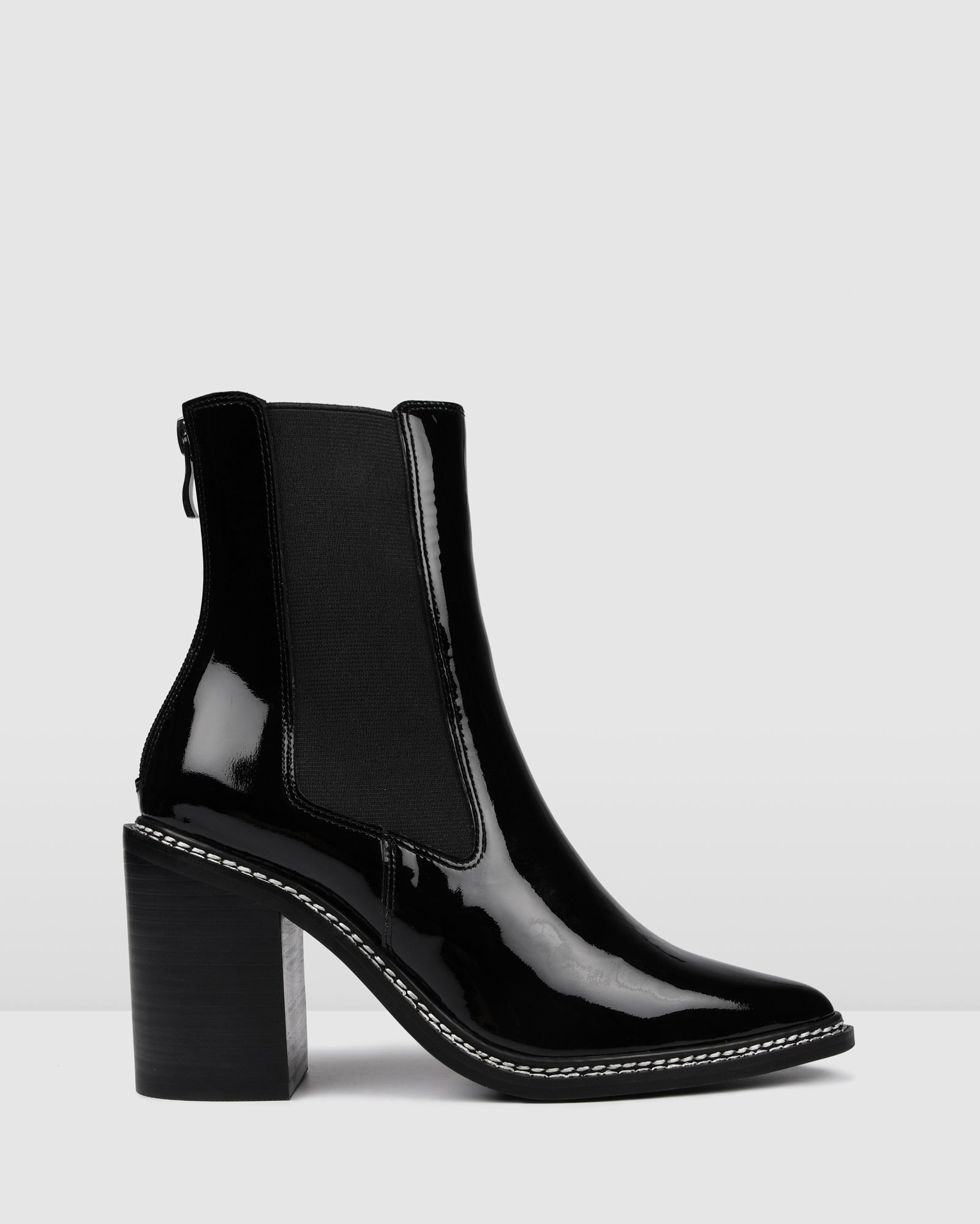 black patent ankle boots