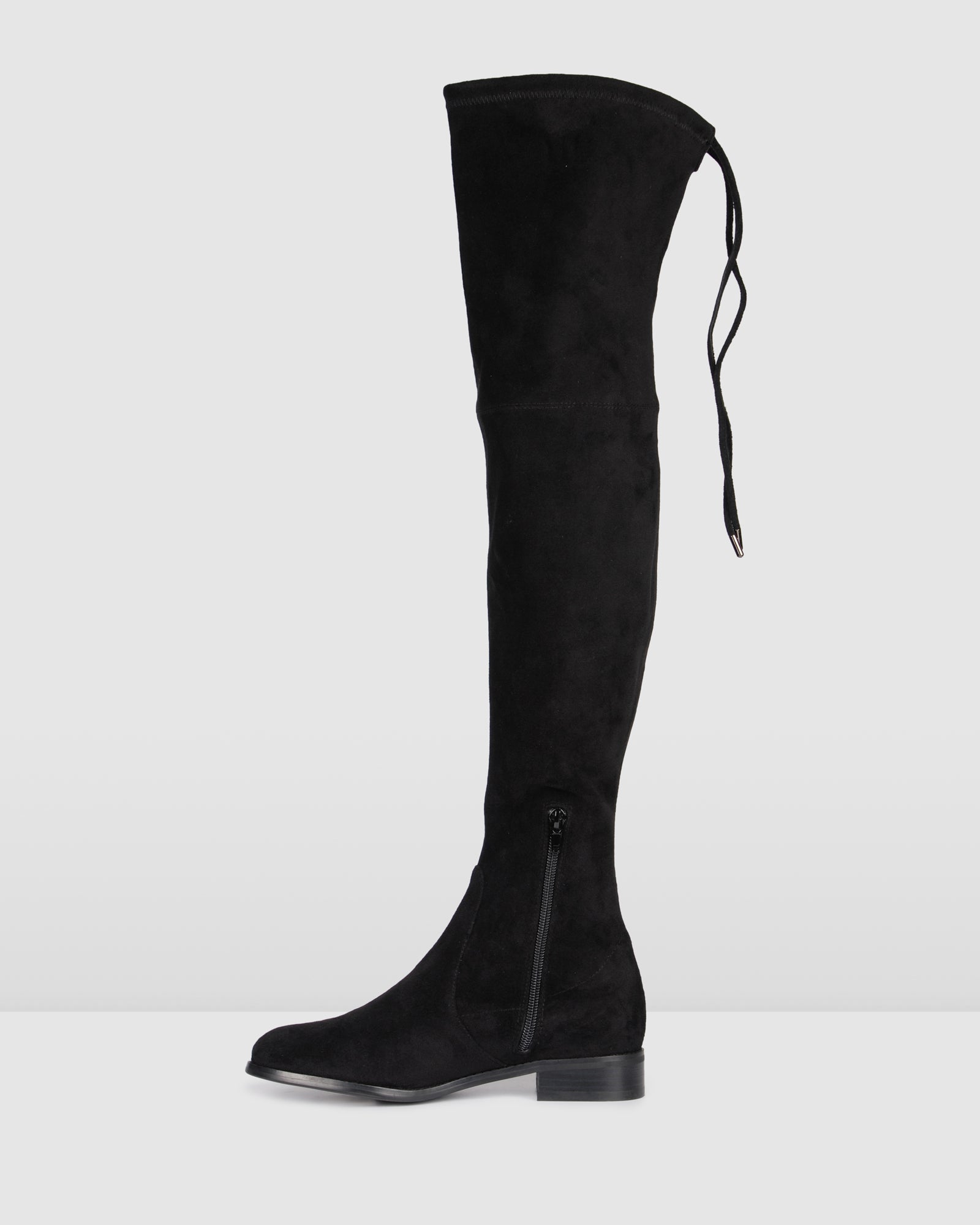 knee suede boots black