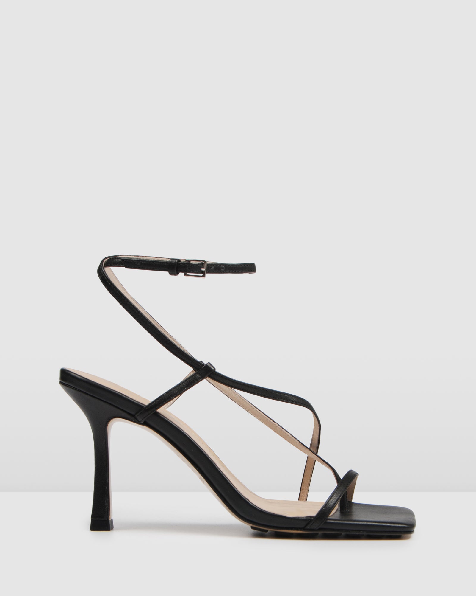 RYOKO HIGH HEEL SANDALS BLACK LEATHER 