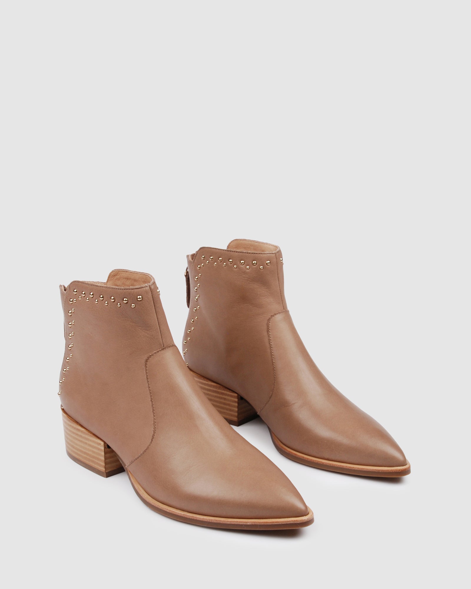 taupe leather ankle boots