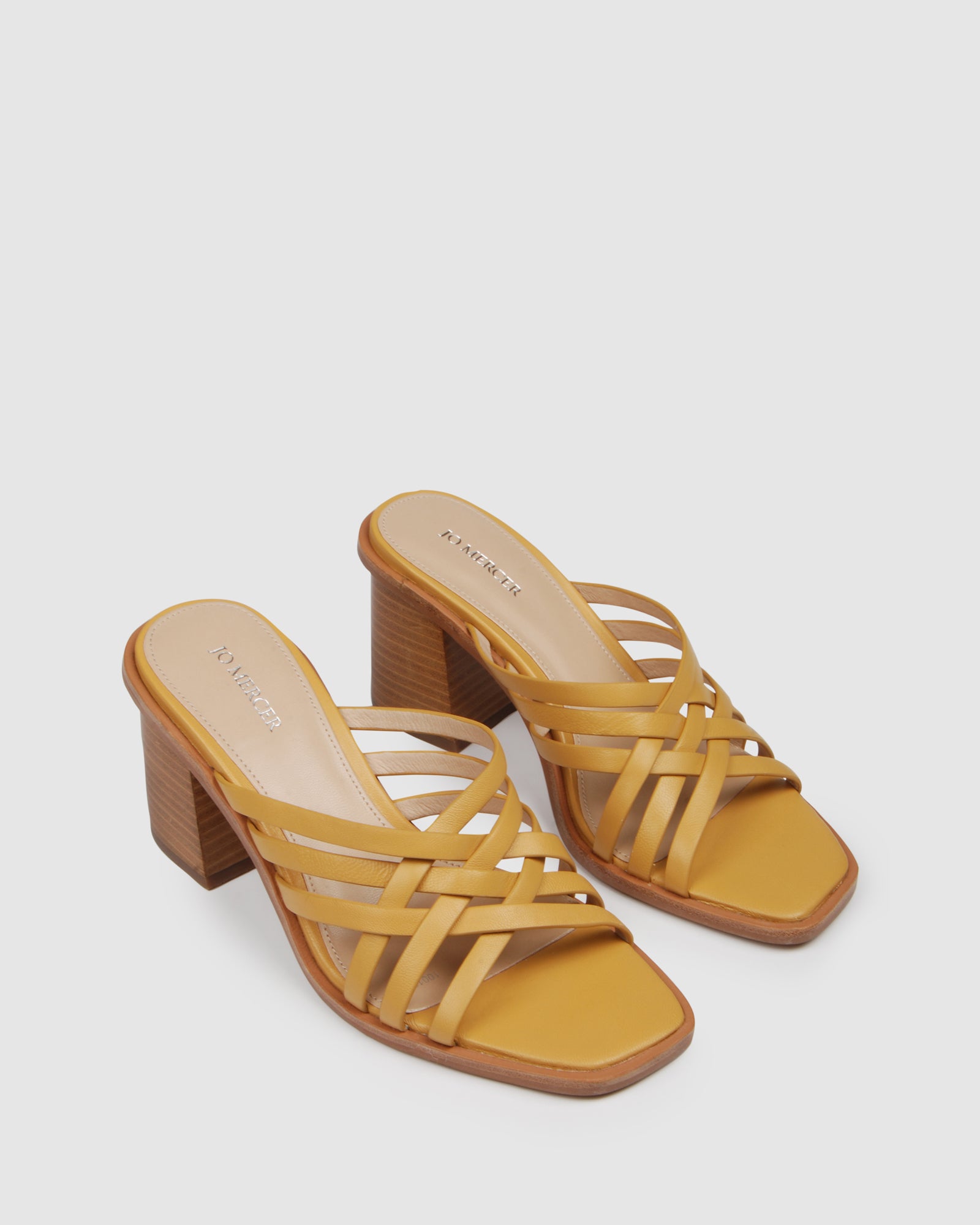 mustard mid heel shoes