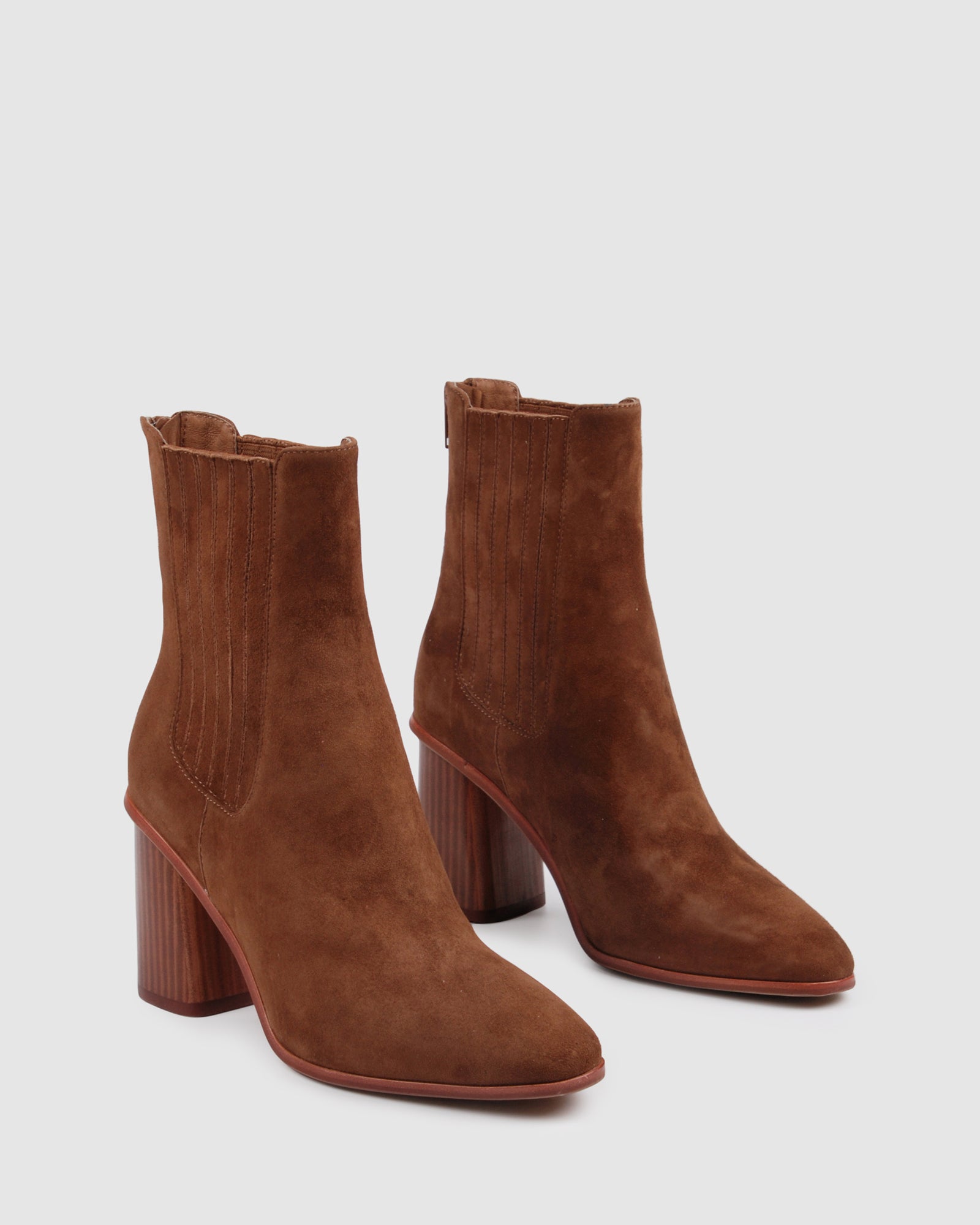 tan suede heeled boots