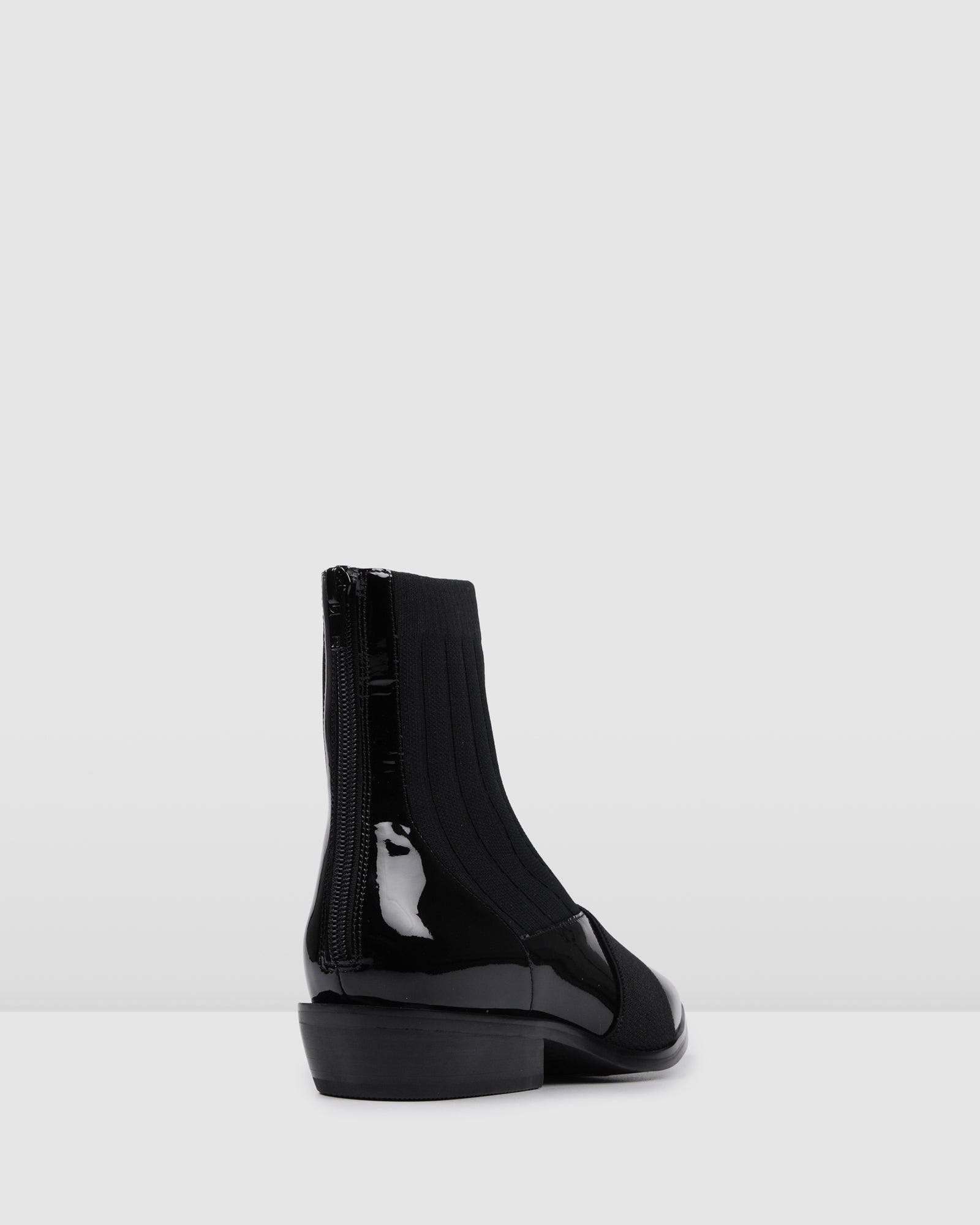 black patent wedge boots